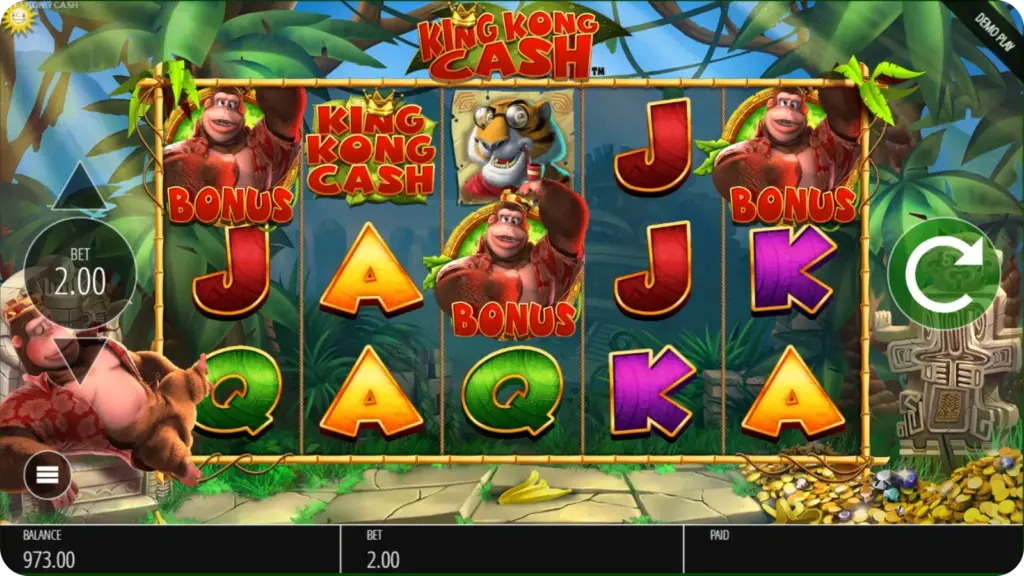 King Kong Cash Bonus Wheel and Free Spins Feature