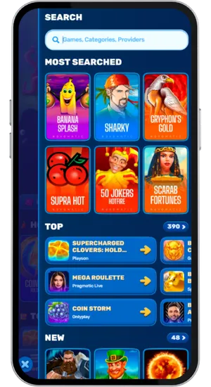 Finding King Kong Cash slot via search bar and launching it in the browser